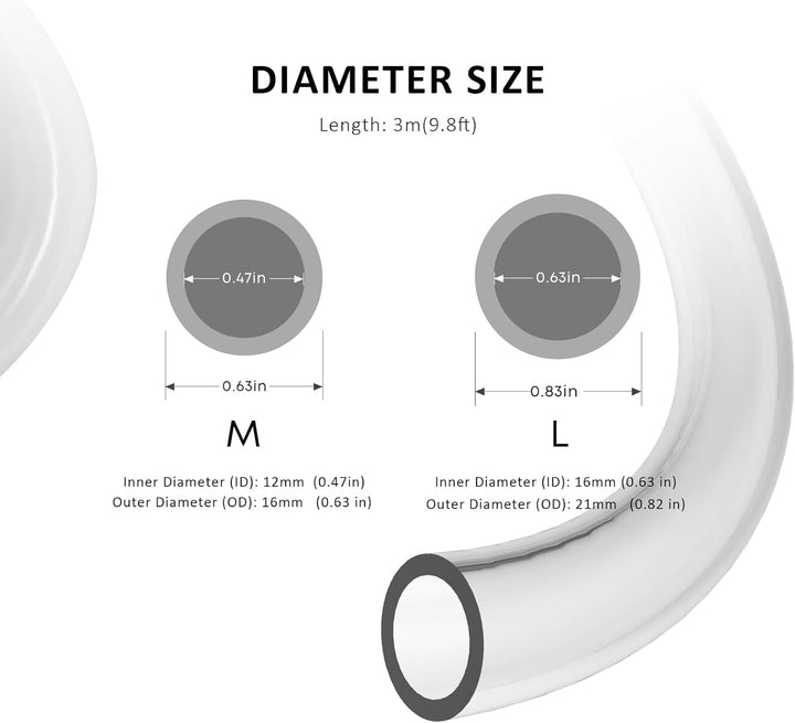 Aquarium Tubing 3M Class Clear for Aquatic Filter System Tubing 5/8" ID Tubing
