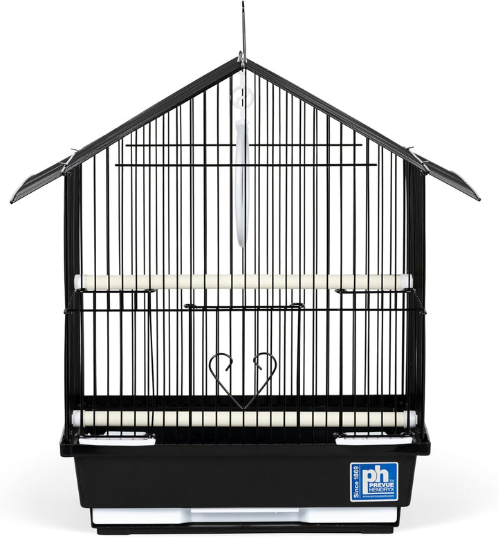 Parakeet Manor Bird Cage with Handle for Home or Travel, Black