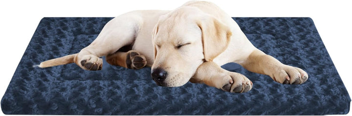 Washable Dog Bed Plush Orthopedic Outdoor Crate Mat with Non-Slip Bottom,Luxe Soft Kennel Pad for Pets, Cozy Cage Cushion & Pet Sleeping Mattress Large Sized,Medium,Small Dogs,24 X 18 Inch,Gray