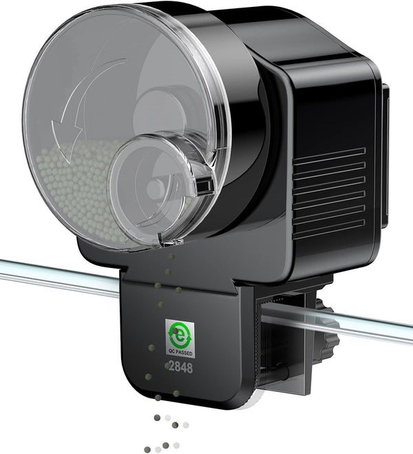 Automatic Fish Feeder for Aquarium, Auto Vacation Timer for Tank 60 Ml Adjustable Fish Food Dispenser for Pellets Strips, Battery Operated (Battery Not Included)