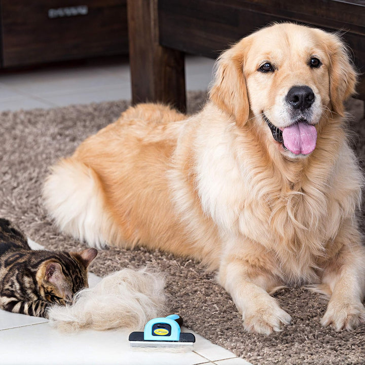 Deshedding Tool | Stainless Steel Grooming Brush for Shedding Fur Removal - Cats and Dogs