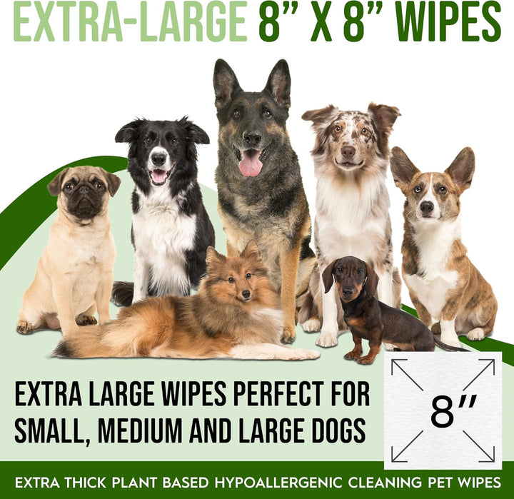 400 Dog Wipes for Paws and Butt Ears Eyes | Organic Pet Wipes for Dogs | Lavender Scented Dog Wipes Cleaning Deodorizing | Extra Thick Paw Wipes for Dogs Cats Pets | Bonus Glove Wipes Included