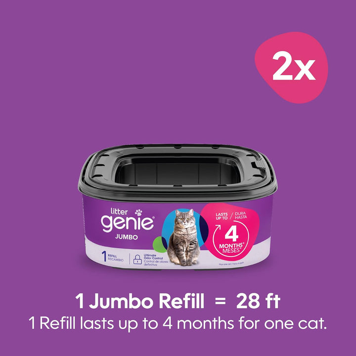 Refill Bags | Jumbo 2-Pack, 56 Total Ft | up to 8 Months of Supply in 2 Cartridges | Ultimate Odor Control Cat Litter Bags