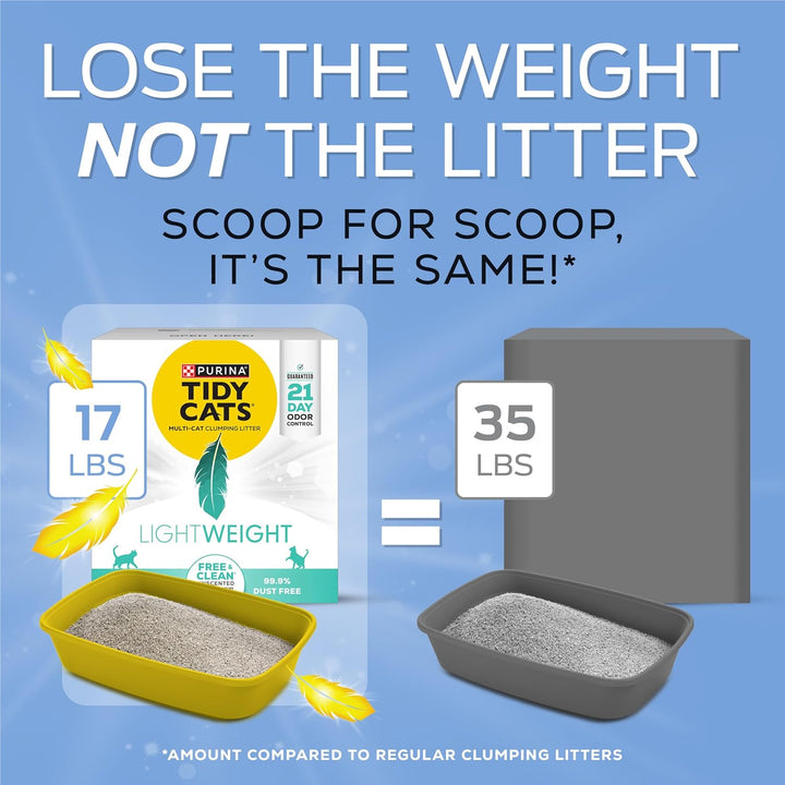 Purina  Lightweight Free and Clean Unscented, Multi-Cat, Clumping, 99.9 Percent Dust Free Cat Litter - 17 Lb. Box