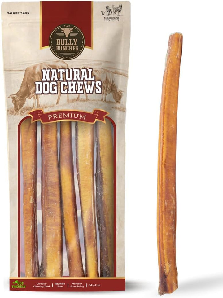 Premium 6 Inch Standard Odor-Free Bully Sticks for Small to Medium Dogs & Puppies - Long Lasting Chews for Oral Care - All Natural, 100% Beef Dog Treats, Rawhide Free (5 Pack)