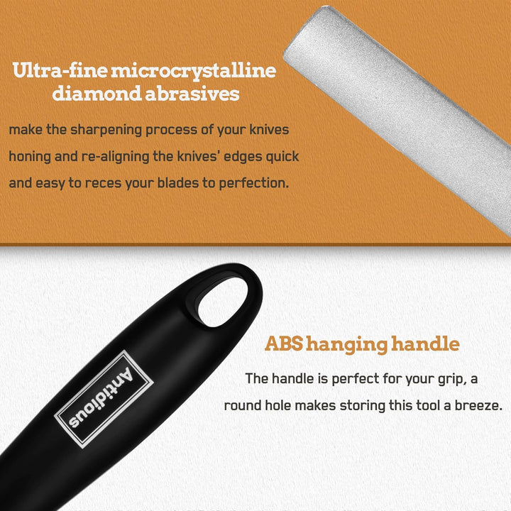 Hoof Knife Sharpener, 5 Inch Farrier Tool Honing Rod with Diamond Coated to Keep Hoof Knives and Cutting Instruments Sharp Black