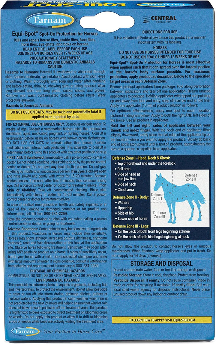 Equi-Spot, Horse Fly Control, Long-Lasting Protection, 6 Applications, 12-Week Supply for One Horse
