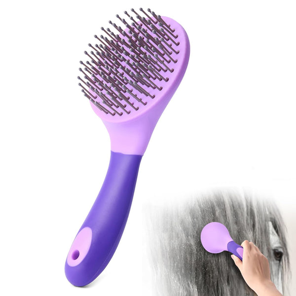 Equine Mane & Tail Combs Horse Brush Shedding Brush Grooming Tool for Horse (Purple)