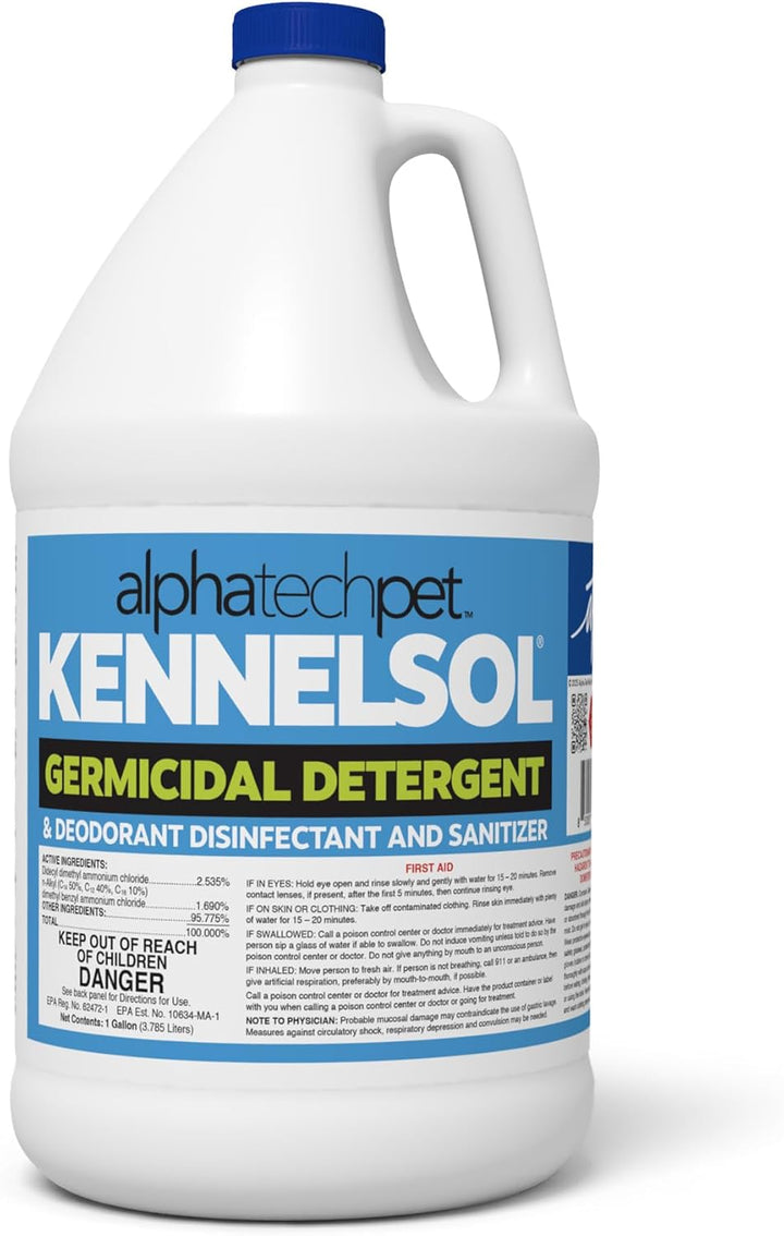 Kennelsol 1-Step Kennel Cleaner - 1 Pint Liquid Disinfectant, Effective against Bacteria and Viruses, Deodorizer Wintergreen Scent by Alpha Tech Pet