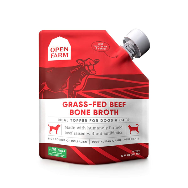 Bone Broth, Food Topper for Both Dogs and Cats with Responsibly Sourced Meat and Superfoods without Artificial Flavors or Preservatives, 12Oz (Grass-Fed Beef)