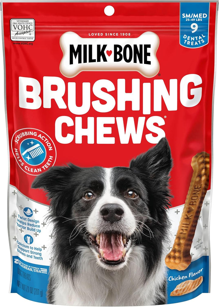 Brushing Chews Daily Dental Dog Treats, Chicken Flavor, Large, 25 Count