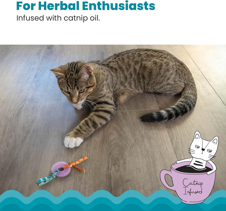 Kitty Chew Wheel, Dental Cat Toy with Catnip Oil, Teeth Cleaning, Healthy Chewing, Boredom Relief, Kicking & Batting for Kittens and Adult Cats, Purple