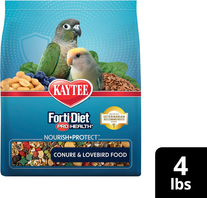 Forti-Diet Pro Health Nourish+Protect Conure & Lovebird Food, Comprehensive Nutrition Backed by Science, Digestive Health, Immune Support, 4 Pounds