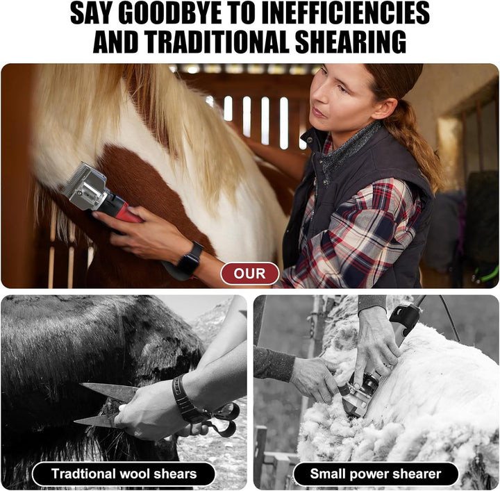 Horse Clippers,600W Professional Electric Horse Grooming Kit, Shaving Equine Clippers for Horses Goat Cattle Large Thick Coat Animals,6 Speeds Heavy Duty Farm Livestock Haircut Trimmer