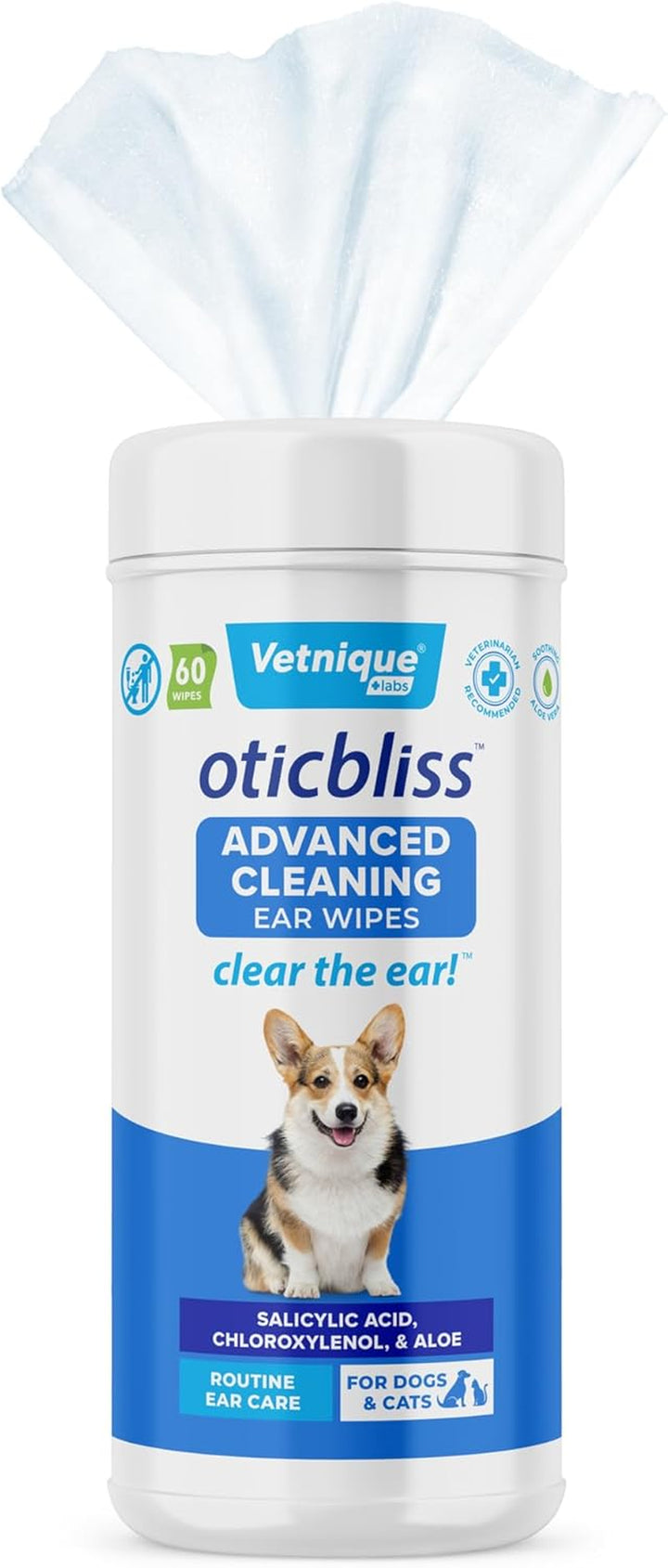 Oticbliss Cat & Dog Ear Infection Treatment Drops - with 1% Hydrocortisone & Microsilver BG for Dog Ear Infections - Vet Recommended Cat & Dog Ear Cleaner for Itchy Ear Relief