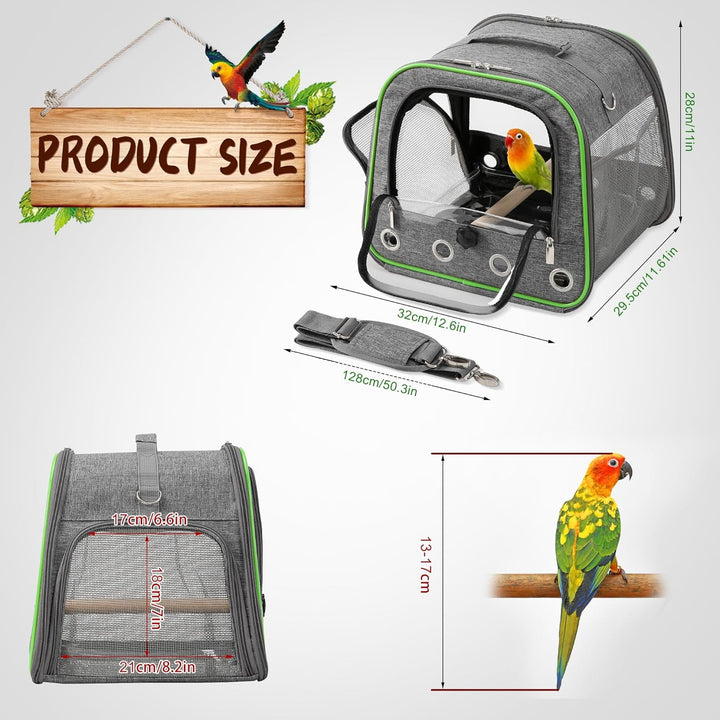 Upgraded Small Bird Carrier, Lightweight and Portable Travel Bird Cage with Stand and Easy Clean Tray, Parrot Parakeet Cockatiels Bird Travel Cage