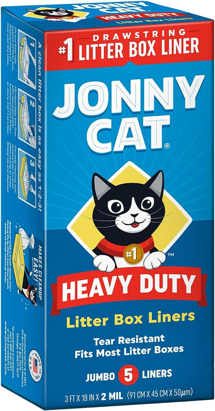 Litter Box Liners: Heavy Duty - Tear & Leak Resistant - Drawstring Close - Jumbo, 15 Count