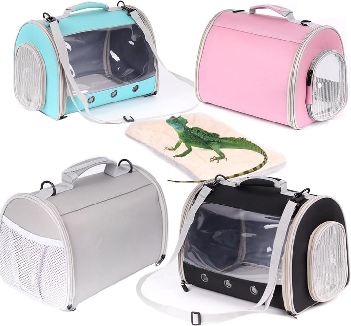 Small Animal Travel Backpack Carrier,Portable Bearded Dragon Bag for Sugar Glider,Hedgehog,Rat,Bunny,Rat,Outdoor Used (Black, Carrier L+ I Leash)