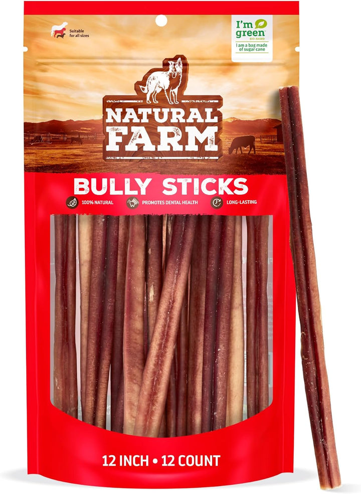Odor-Free Bully Sticks (6 Inch, 25 Pack), 1.3 Lb. Bag, Fully Digestible 100% Beef Pizzle Chews, Grass-Fed, Non-Gmo, Grain-Free, Natural Long-Lasting Chews for Small & Large Dogs