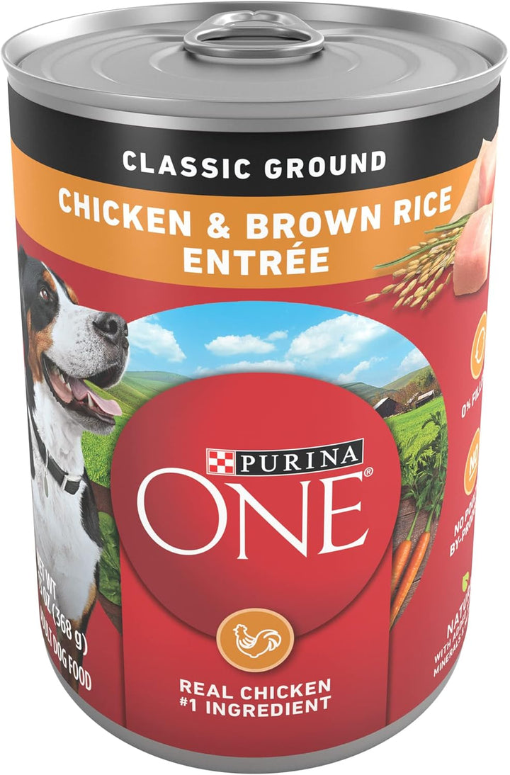 Classic Ground Chicken and Brown Rice, and Beef and Brown Rice Entrees Wet Dog Food Variety Pack - (Pack of 6) 13 Oz. Cans