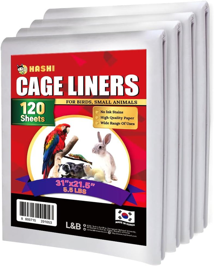 Bird Cage Liner - 120 Disposable Sheets Made from Acid-Free Newsprint. Non-Toxic for Birds, Ideal for Packing, Pet Cages, Crafts, Shipping, and Moving. Easy to Clean (31"X21.5")