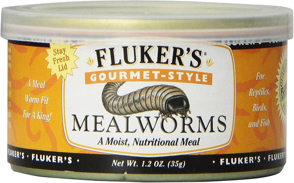 Gourmet Mealworms, Canned Food for Reptiles, Fish, Birds and Small Animals, 1.23 Oz