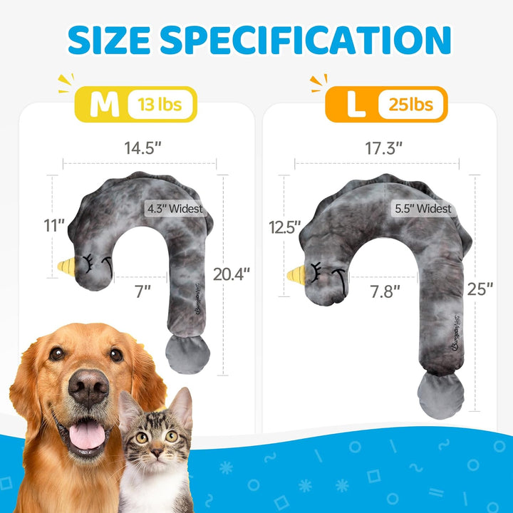 Small Dog Calming Pillow for Dogs and Cats, Fluffy Soft Colorful Sleep Bolster Cozy Pet Bed Pillow, Great Present for Senior Pup Puppy Kitten, Washable, M