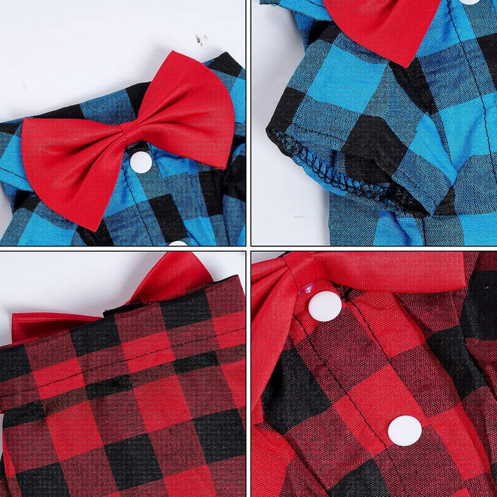 3 Pack Plaid Puppy Cat Shirt Cute Cat Shirt Dog Shirt for Extra Small Dogs Cats Birthday Party and Holiday Photo