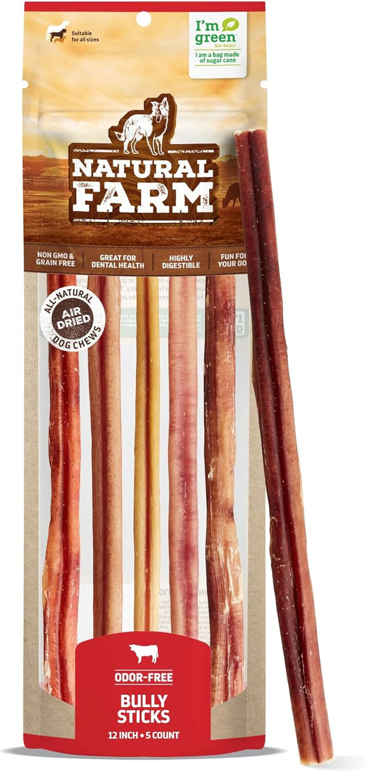 Odor-Free Bully Sticks (6 Inch, 25 Pack), 1.3 Lb. Bag, Fully Digestible 100% Beef Pizzle Chews, Grass-Fed, Non-Gmo, Grain-Free, Natural Long-Lasting Chews for Small & Large Dogs