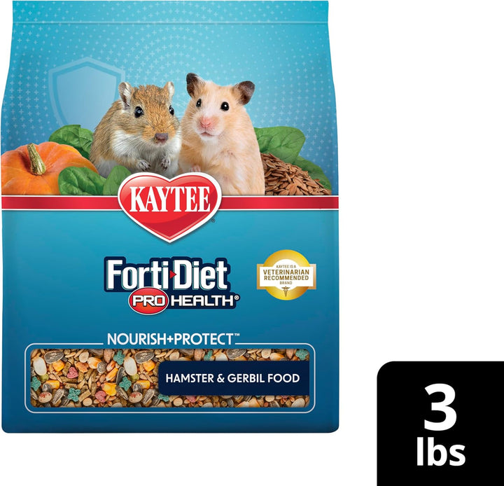 Forti-Diet Pro Health Nourish+Protect Hamster and Gerbil Food, Comprehensive Nutrition Backed by Science, Digestive Health, Immune Support, 3 Pounds