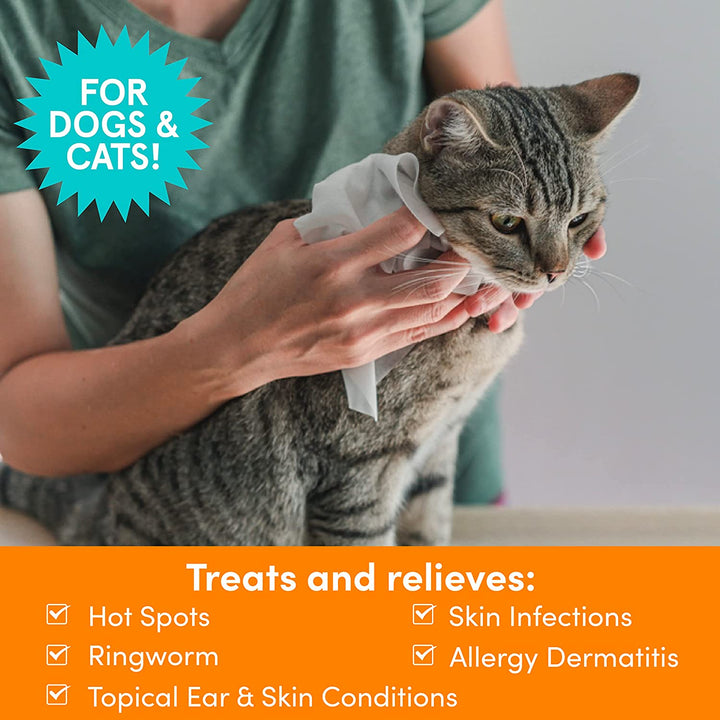 Medicated Dog Wipes, 2% Chlorhexidine and 2% Miconazole Formulated Pet Wipes for Dogs and Cats - 5"X 6" Size XL Wipes - 70 Count - Sold in over 10,000 Vet Clinics and Pet Stores Worldwide