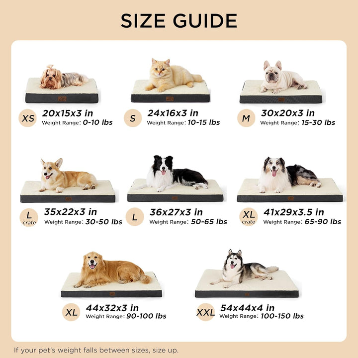 Dog Beds Large Sized Dog - Comfy Flat Pet Beds with Removable Washable Cover, Orthopedic Egg Crate Foam Puppy Mat, Suitable for Pet up to 65 Lbs