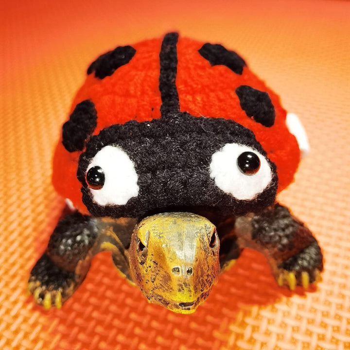 Turtle Sweater Cosplay Clothes Handmade Winter Warm Knitted Turtle Sweater with Adjustable Strap Small Animal Sweater Tortoise Apparel for Christmas Halloween Party Photo Shoot (4 Inch,Ladybug)
