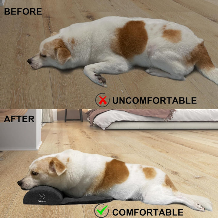 Dog Bolster Pillow for Large Dogs, Benefit for Cervical Vertebra and Neck, Easy to Carry When Traveling, with High Resilience Foam, Machine Washable Cover＆Easy to Clean (Dark Gray, Large)