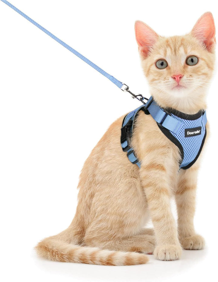 Cat Harness and Leash Set, Escape Proof Safe Adjustable Kitten Vest Harnesses for Walking, Easy Control Soft Breathable Mesh Jacket with Reflective Strips for Cats, Pink, XS