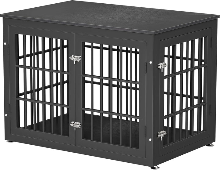 48 Inch Rustic Heavy Duty Dog Crate Furniture for Extra Large Dogs, Decorative Pet House End Table, Wooden Cage Kennel Furniture Indoor, Black and Brown
