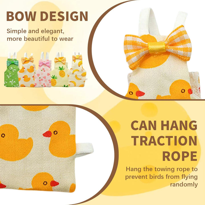 Bird Diaper, 5Pcs Bird Diapers with Waterproof Inner Cute Style Pigeon Pants Chicken Diapers for Indoor Chickens Duck Parakeet Cockatiel Mini Macaw Budgie Canary Monk Parakeet Lory (M)