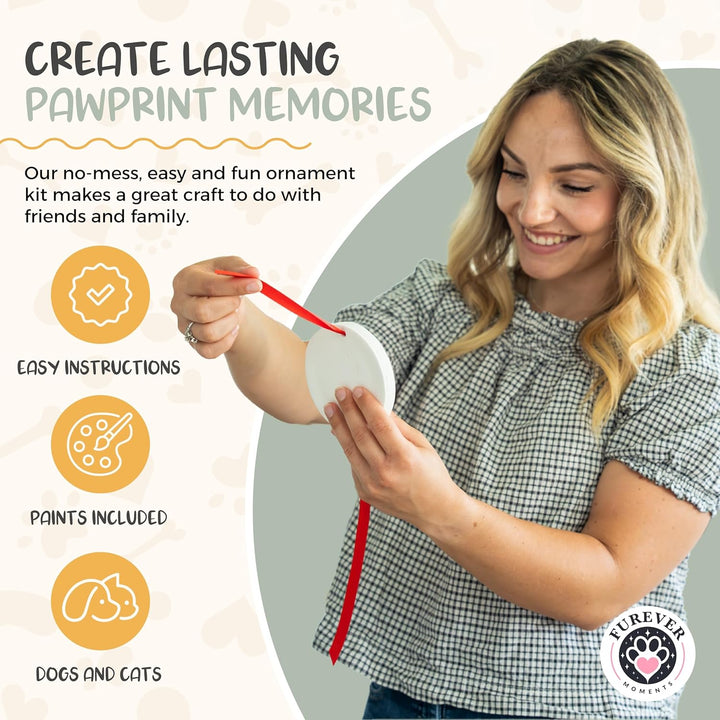 Pet Paw Print Impression Kit Makes (2) Dog Keepsake Ornaments, Inkless Paw Print Kit for Dogs (And Cats!) - Dog Paw Print Kit Keepsake, New Puppy Gift, Pawprint Keepsake Kit W/Paints & Name Stamps!