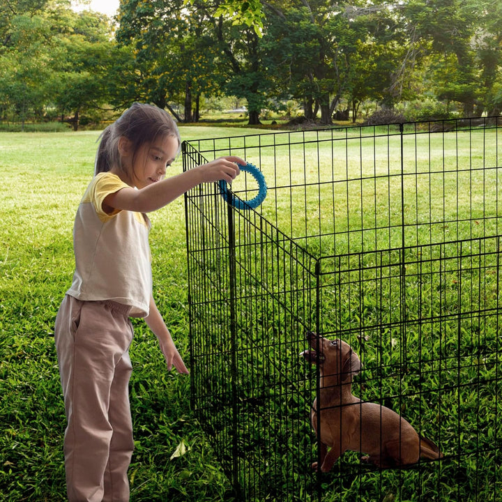 Dog Playpen - Foldable Metal Exercise Puppy Play Pen with 8 24X30In Panels - Indoor/Outdoor Pen with Door for Dogs, Cats or Small Animals by