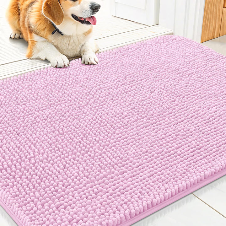 Dog Door Mat for Muddy Paws 30X20, Absorbs Moisture and Dirt Doormat, Non-Slip Washable Quick Dry Chenille Front Door Mat Indoor Entrance, Entryway Carpet for inside Floor, Grey