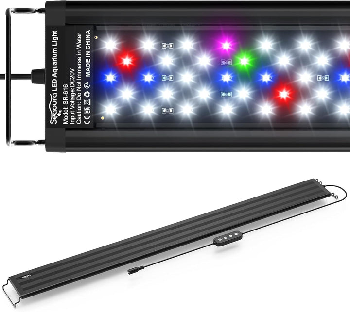 Led Aquarium Light for Plants-Full Spectrum Fish Tank Light with Timer Auto On/Off, 18-24 Inch, Adjustable Brightness, White Blue Red Green Pink Leds with Extendable Brackets for Freshwater