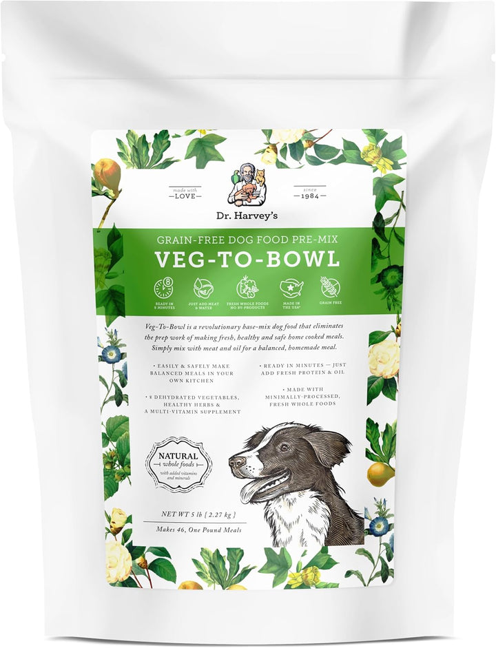 Veg-To-Bowl Dog Food, Human Grade Dehydrated Base Mix for Dogs, Grain Free Holistic Mix (3 Pound)
