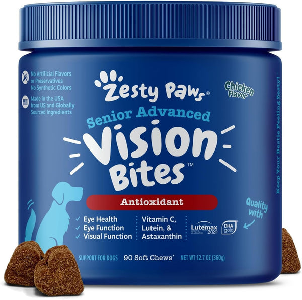 Eye Supplement for Dogs - Vision Support with Antioxidants & Omega 3 Fatty Acids - 90 Chews