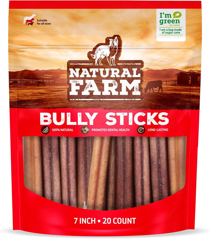 Odor-Free Bully Sticks (6 Inch, 25 Pack), 1.3 Lb. Bag, Fully Digestible 100% Beef Pizzle Chews, Grass-Fed, Non-Gmo, Grain-Free, Natural Long-Lasting Chews for Small & Large Dogs