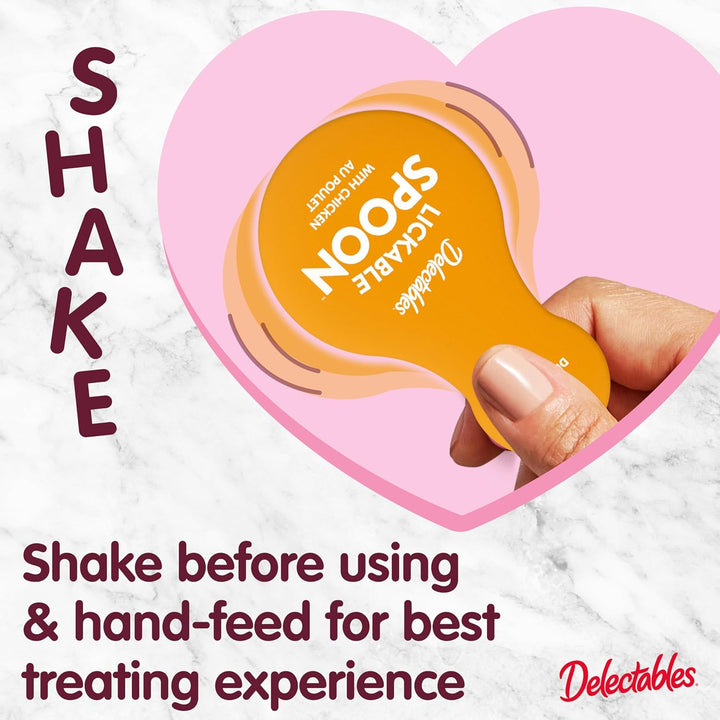 Delectables Lickable Spoon Handheld Wet Cat Treats Made with Real Salmon, Quick & Easy Creamy Puree, Mess Free, Grain-Free, No Added Fillers, No By-Products, No Added Preservatives, Variety Pack, 32Ct