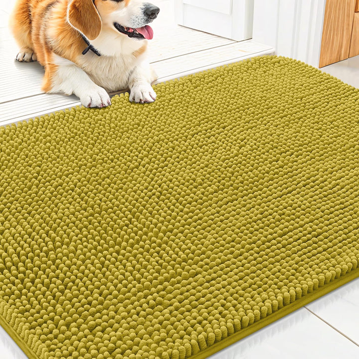 Dog Door Mat for Muddy Paws 30X20, Absorbs Moisture and Dirt Doormat, Non-Slip Washable Quick Dry Chenille Front Door Mat Indoor Entrance, Entryway Carpet for inside Floor, Grey