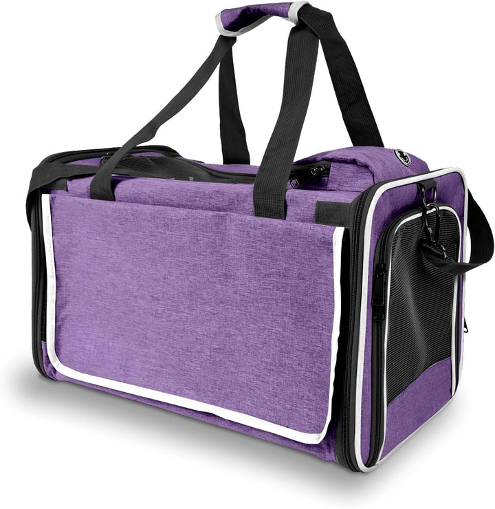Carrying Bag for Yorkie Dog Travel Kennel Ventilated Softside Pet Carrier Tiny Dog Crate for Teacup Poodle 12Lb Large Kitty Transport Cage with Cover Chihuahua Supply Purple