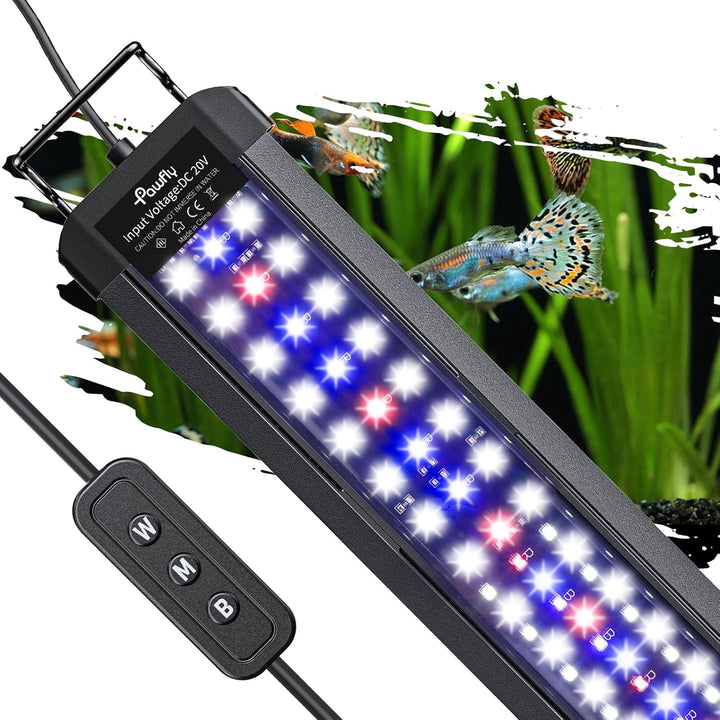 11W Aquarium LED Light for 12 to 18 Inch Fish Tanks Extendable Fish Tank Light with Full Spectrum Brilliant White Blue Red Lights with Daytime & Night Modes and Adjustable Brightness