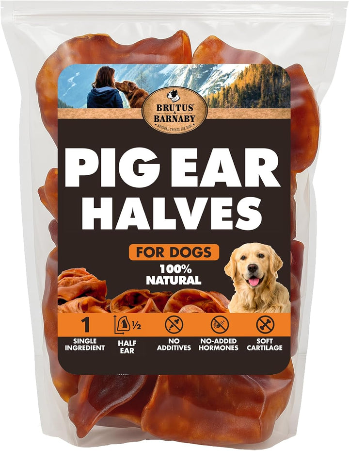 Whole Pig Ears for Dogs, 12 Ct. – All-Natural Single Ingredient Dog Chews, Slow Cooked & Fully Digestible Rawhide Alternative