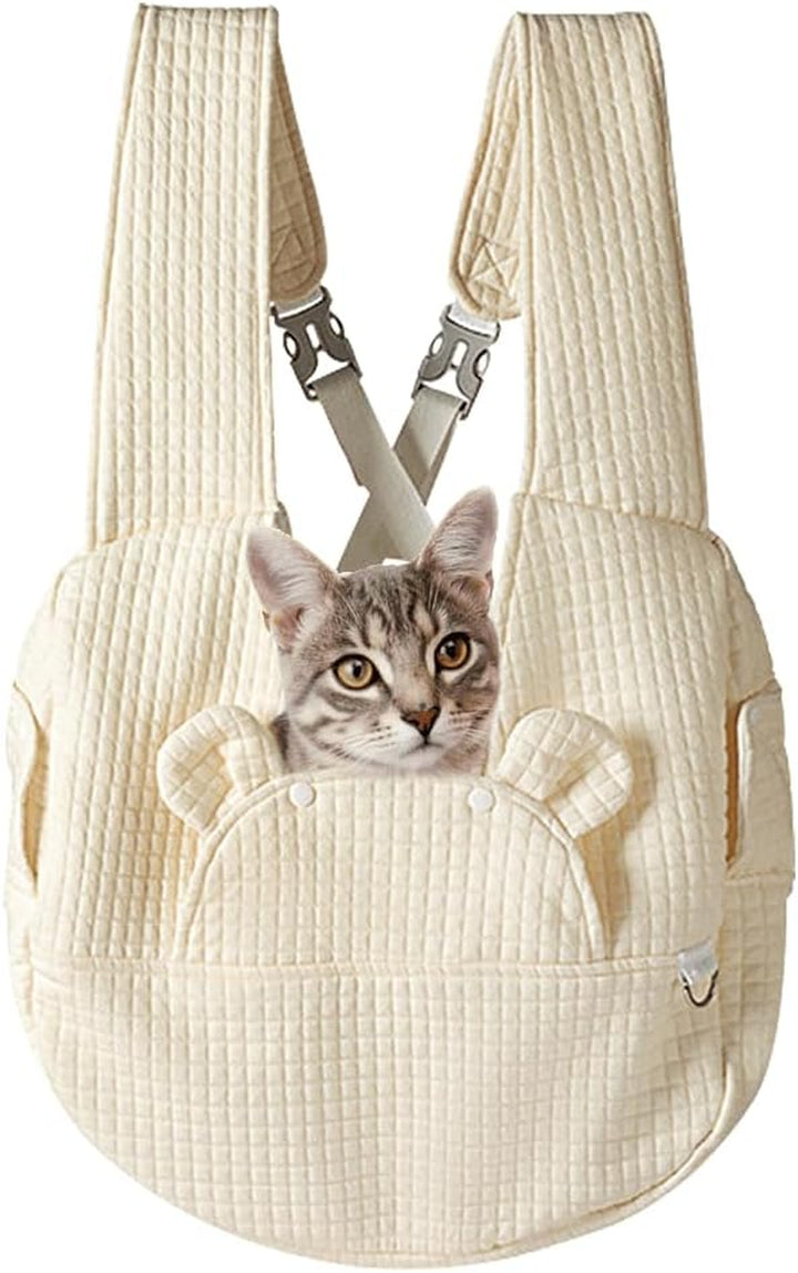 Geerlaqaly Pet Bag, Waffle Pattern Portable Soft Backpack for Outings, Cat and Dog Travel Camping Sightseeing Cross Chest Bag, with Adjustable Side Windows, Weighing Less than 13 Pounds,Grey